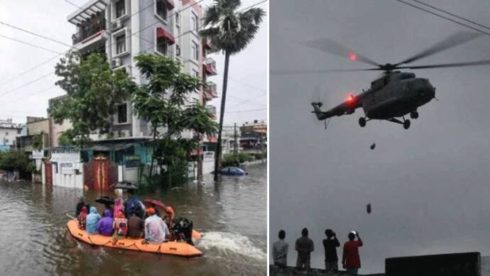 सड़कों पर चली नाव तो हेलिकॉप्टर गिरा रहे खाना, ये खौफनाक मंजर देख आप भी कांप जाएंगे