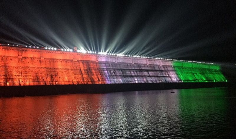 KRS dam beautified with lot of color bulb in mandya