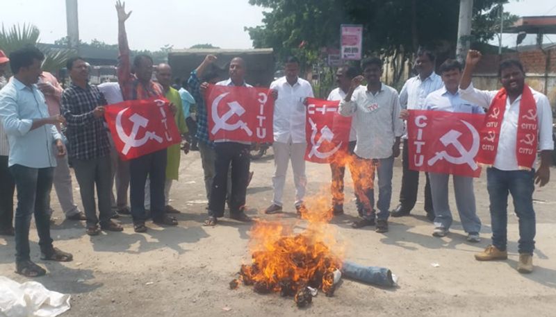 citu protest in karimnagar over rtc strike