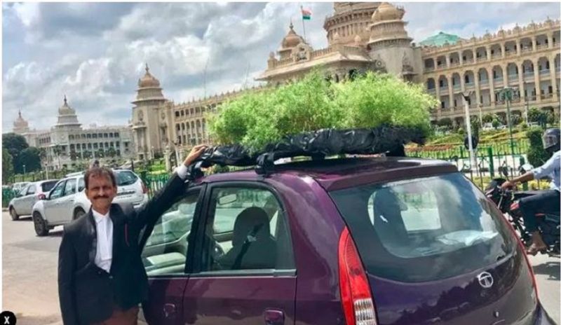 Bengaluru lawyer planted mini garden in his car rooftop