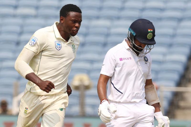 India vs south africa test Kagiso rabada cheteshwar pujara sledding