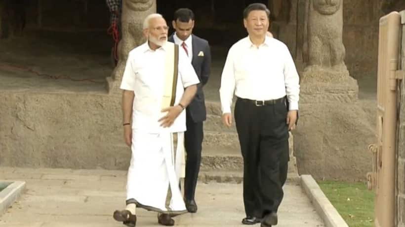 जिनपिंग संग PM का 'अन्ना अंदाज', पहली बार हाफ स्लीव शर्ट गोटेदार सफेद लुंगी में दिखे मोदी