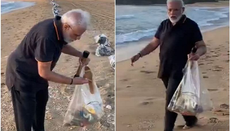 Narendra Modi cleans Mahabalipuram beach promotes plogging