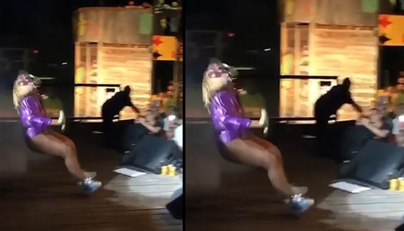 singer lost balance and crashing backwards onto the stage during a violent head-banging session