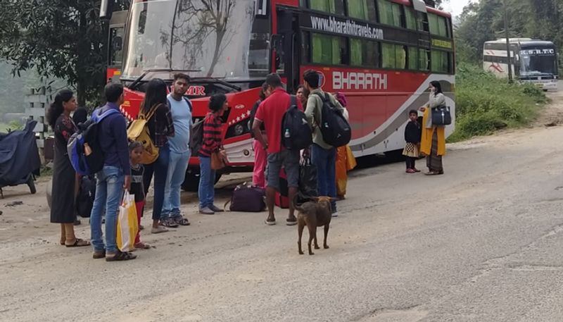 Hassan to Bengaluru private bus stopped in mid way due to break down