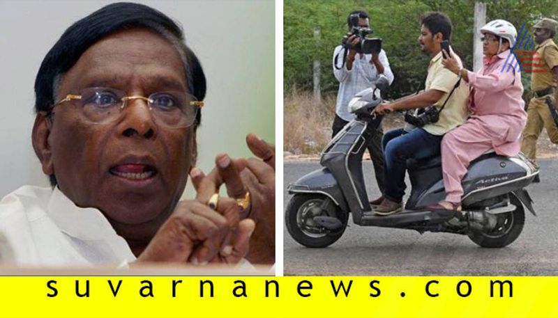 Kiran Bedi Puducherry CM Narayanasamy lock horns over riding two wheeler helmets