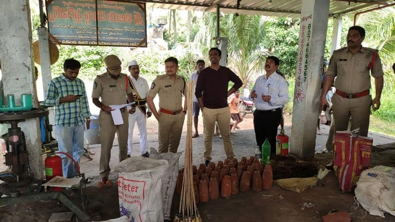 police attack on crackers godown in krishna district