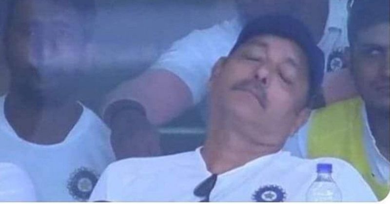 Fans troll ravi shastri for sleeping during India vs south afirca ranchi test