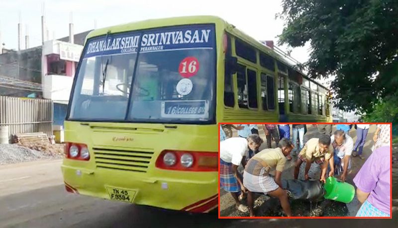 diesel tank from a college bus fell in road