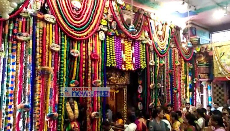 Kanaka Durga temple decorated with colorfull bangles in vijayawada