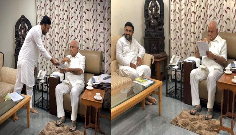 chikkaballapur disqualified mla Dr K Sudhakar Meets Yediyurappa Over Medical college Row