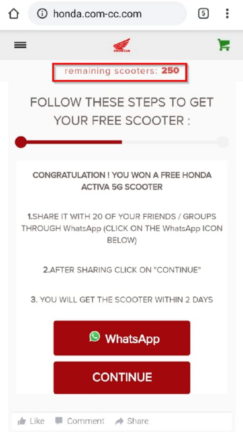 Fact Check Honda is not giving away 300 free Activa scooters this Diwali