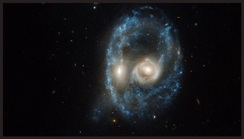 NASA Hubble telescope captures ghostly face in collision of two galaxies