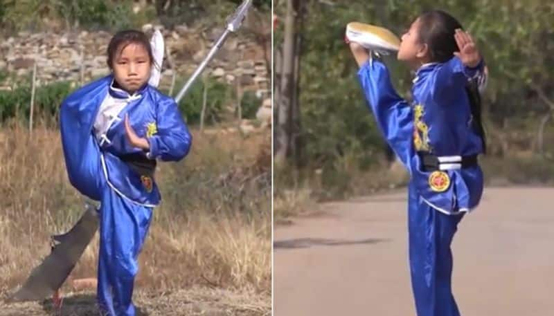 nine year old girls kung fu performance