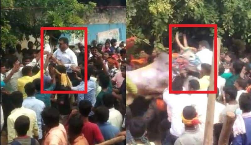 Bull Attacks Honnali MLA  MP Renukacharya During Race