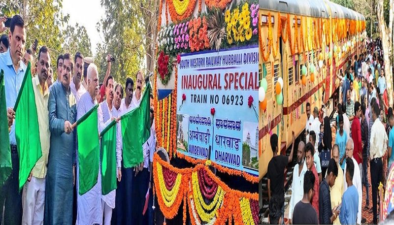 Union state railway minister Suresh  Angadi  flags off  dandeli alnavar dharwad passenger train