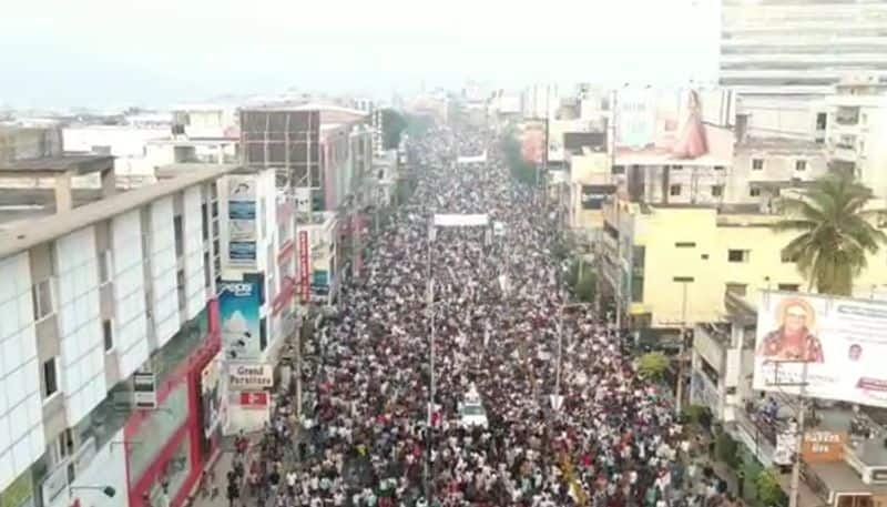 janasena long march aerial view in visakhapatnam