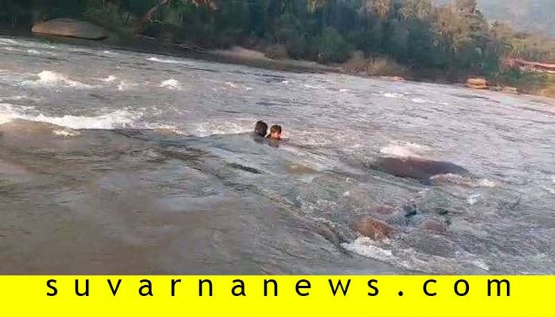 Couple come for pre wedding photo shoot stuck in a Bhadra river near Kalasa