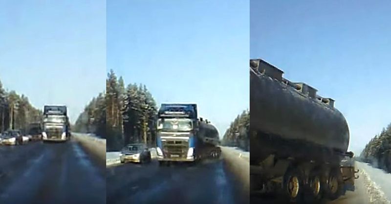 Car and tanker lorry accident