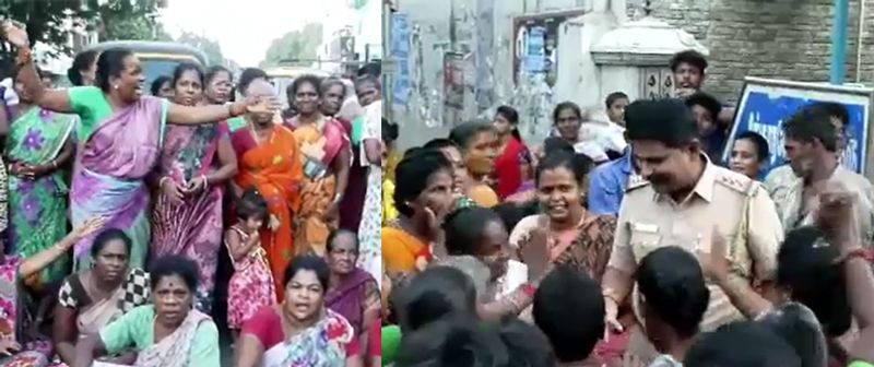 women protested against transfer of police inspector