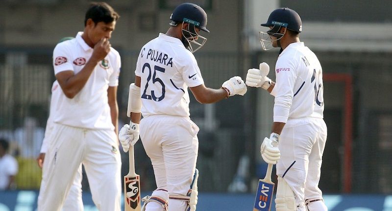 India vs bangladesh indore test mayank pujara take india to comfortable position at day 1