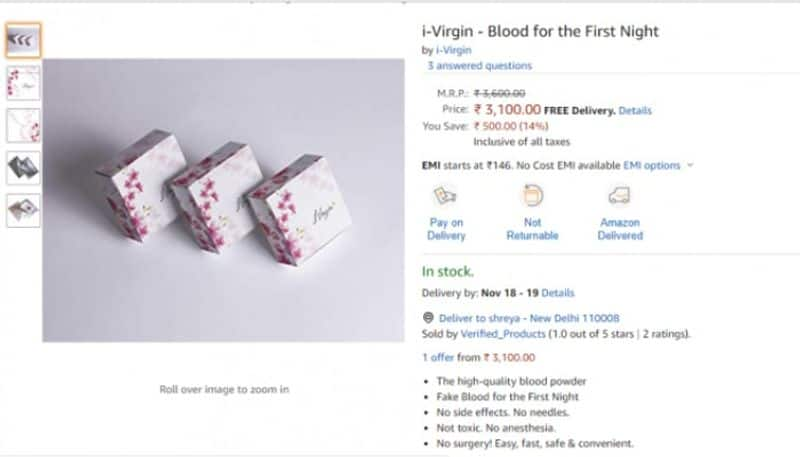 online shopping site is selling Product To Fake Virginity