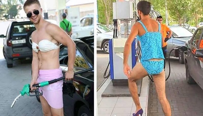 A Russian petrol pump offered free fuel to people wearing bikini and it did not go well