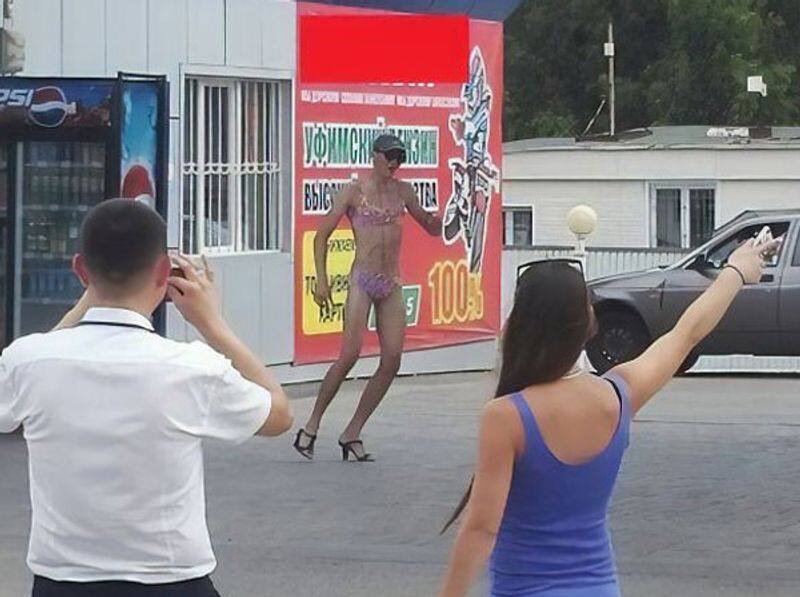 A Russian petrol pump offered free fuel to people wearing bikini and it did not go well