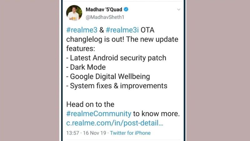 real me ceo tweets about their new product from iphone