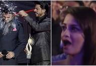 Shah Rukh Khan smashes glass bottle on Ayushmann Khurrana's head, here's what happened next