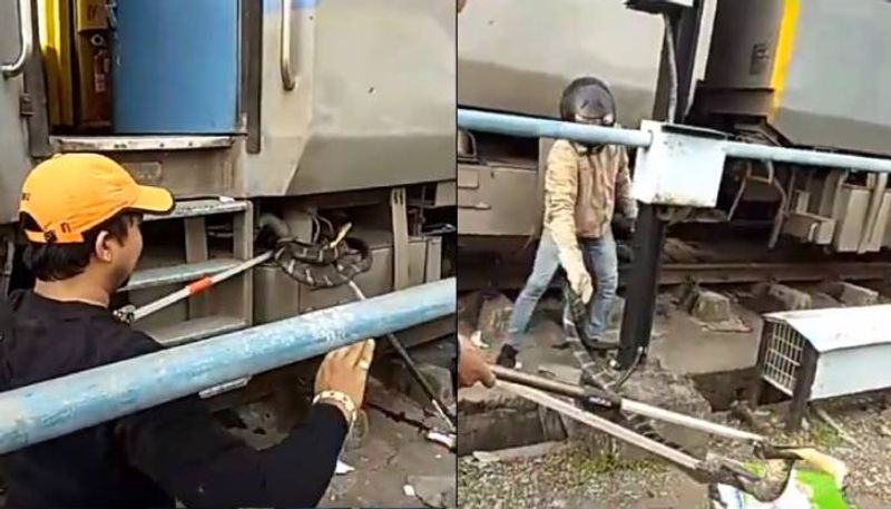 Forest Department team rescued  10-foot King Cobra from train in Uttarakhand