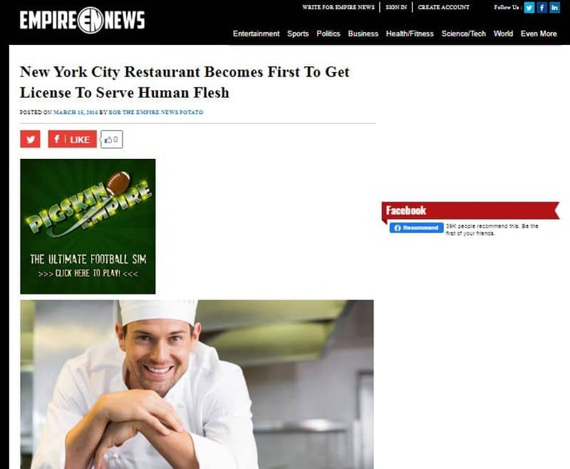 fact behind news about new york restaurant to serve human flesh