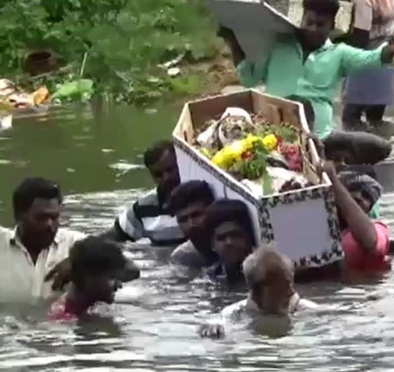 no bridge facilities in a village near thuthukudi