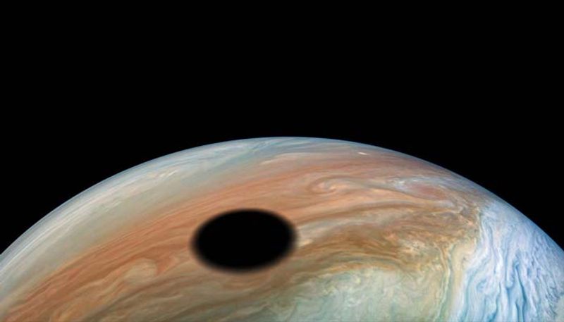 Io Moon Shadow On Jupiter Captured By NASA Juno Spacecraft