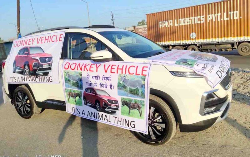 MG motors take legal action against hector customer for donkey vehicle board