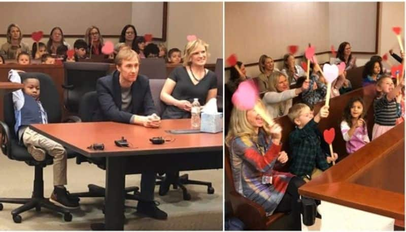 boy invites kindergarten class to adoption hearing