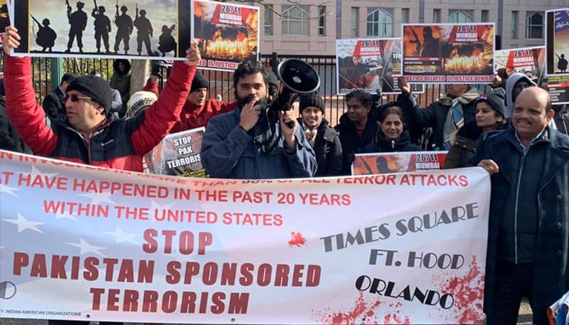 protest against Pak sponsored terrorism in US was held outside Pakistan Embassy