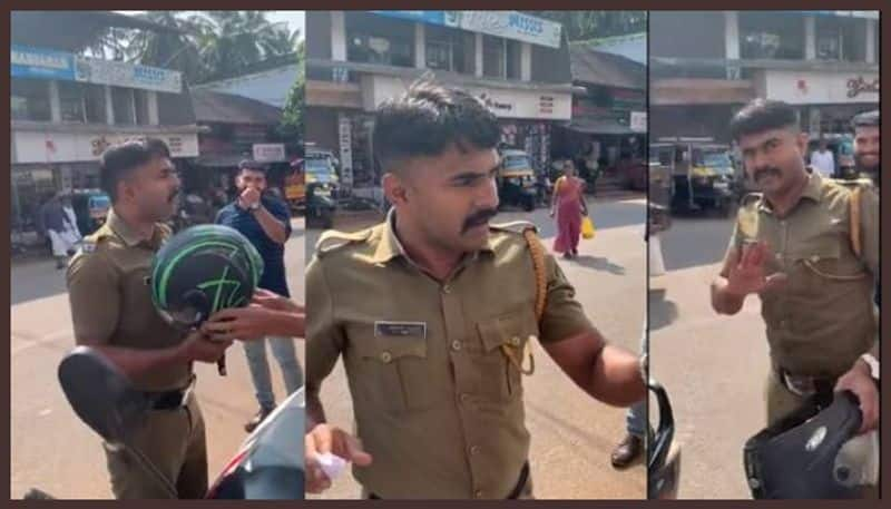 Inspector creates awareness on wearing helmet for students gone viral