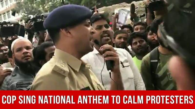 Bengaluru Cop Sings National Anthem To Calm Protesters