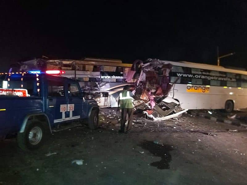 two private buses met with an accident