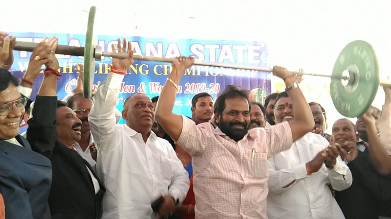 minister srinivas goudinaugurates telangana state weight lifting chmpionship