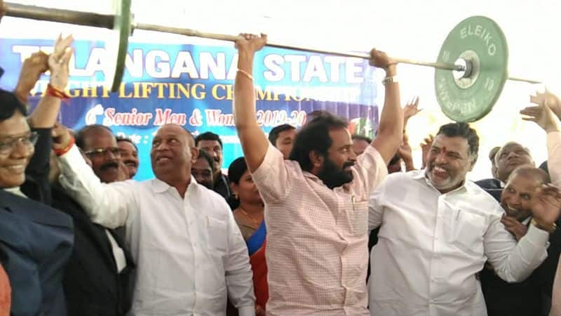 minister srinivas goudinaugurates telangana state weight lifting chmpionship