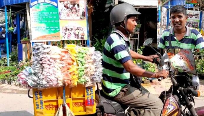 দু'চাকায় হকার জীবন,'অচেতন সমাজকে'  সচেতনতার পাঠ পড়ান বর্ধমানের কিংকর