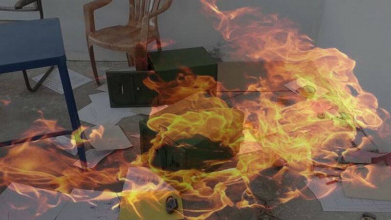 polling booth ballot papers fire...election stop