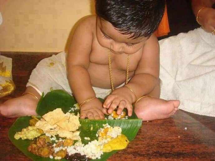 baby food banana leaf