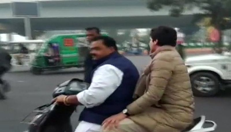 Challaned Rs 6100 for Not Wearing Helmet Congress Worker Who Gave Lift to Priyanka Gandhi on Bike