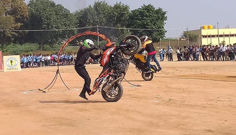 Bike Stunt Programme Held at Gangavati in Koppal District