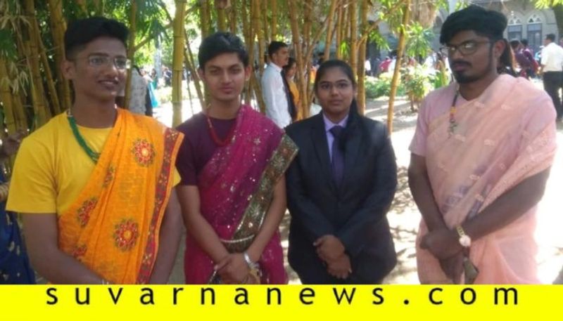 Pune college boys dress up in sarees on traditional day to send message on gender equality