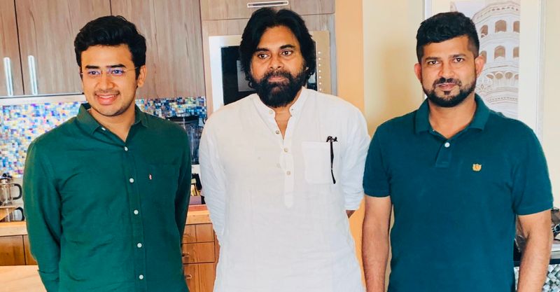 karnataka bjp MP Pratap simha and tejasvi surya meets  janasena chief pawan kalyan