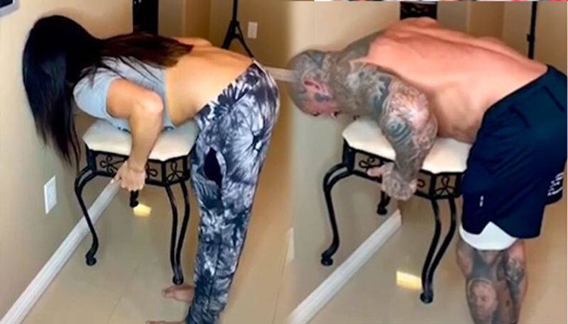 Chair challenge' has couples in hysterics as women easily complete the task - but men can't do it